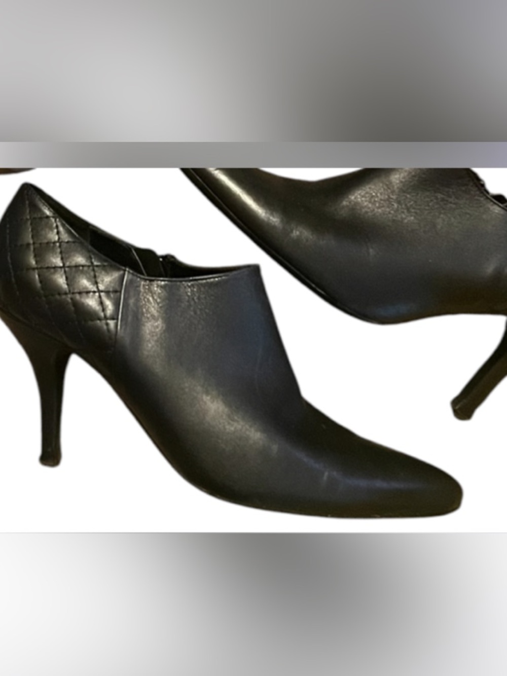 Vaneli Black Pointed Leather Slip-On bootie boots